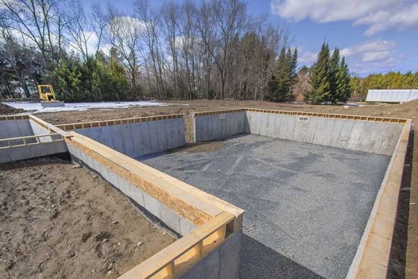 A concrete foundation for a modular home