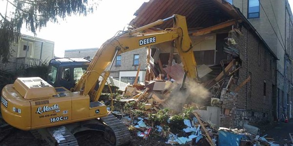 A picture of a demolition of a residential structure in east stroudsbug, pa