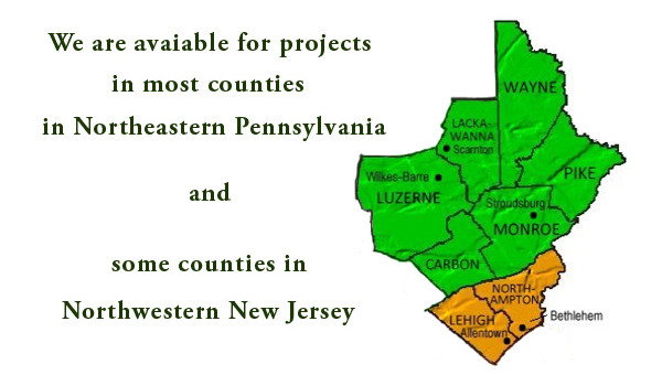 A map of the service counties in Northeastern Pennsylvania that L.Marki and Son, Inc. accepts projects from