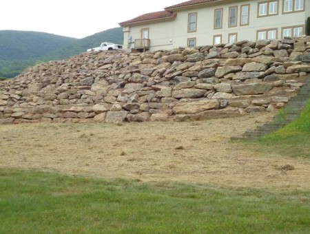 A picture of the completed retaining wall